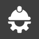 Worker icon with gear and helmet